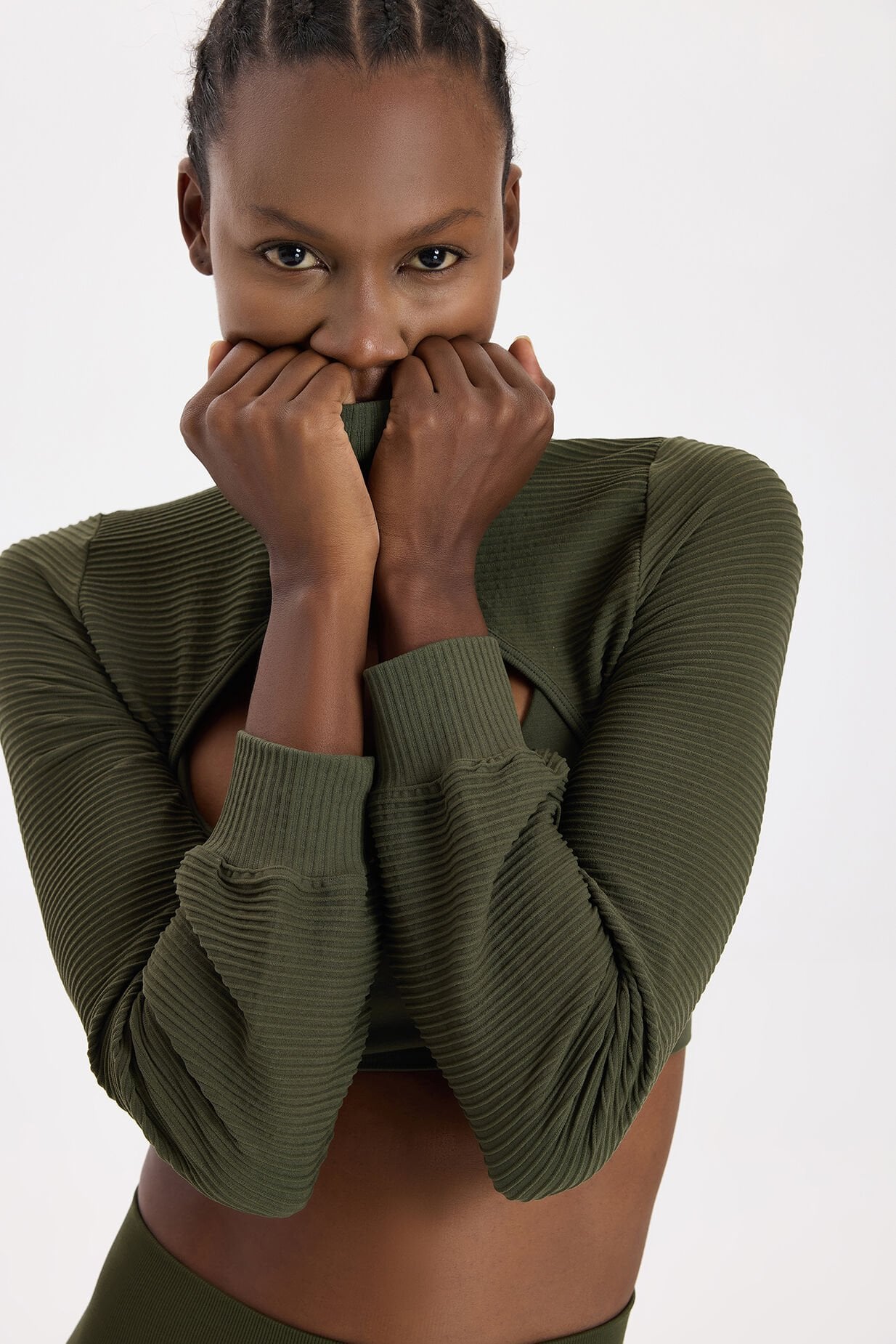 3 boyutlu Örgü Dokulu Bolero Koyu Yaprak Yeşili