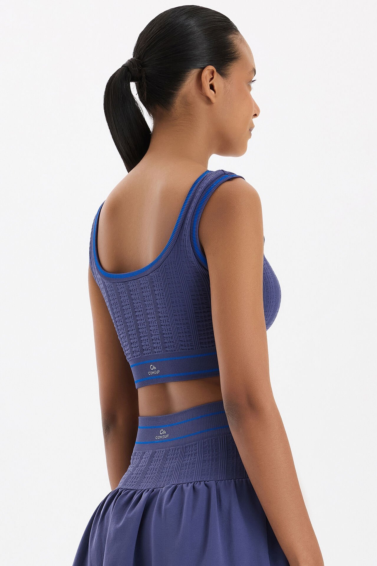 Şerit Çizgili Sporcu Bra Oxford Blue