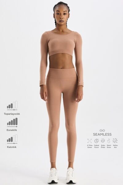 Basic Spor Hafif Tayt Amber Rengi