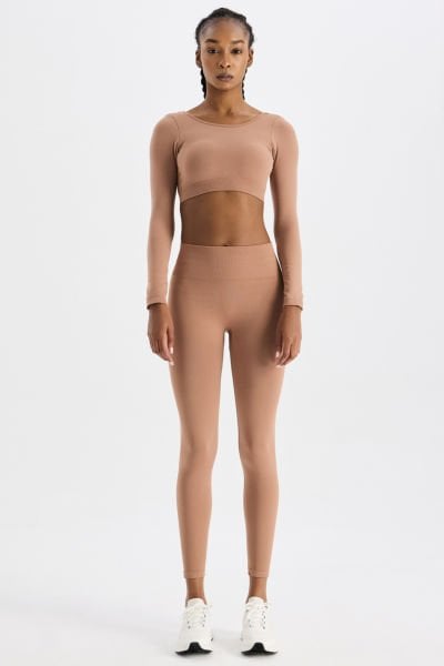 Basic Spor Hafif Tayt Amber Rengi