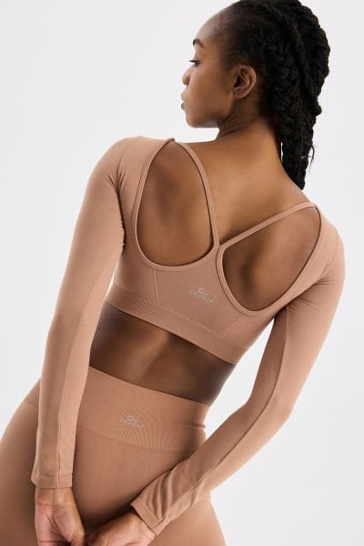 Kendinden Bralı Pedli Crop Amber Rengi