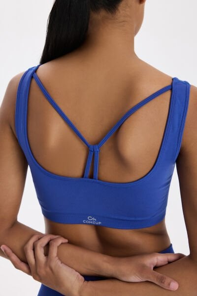 Sırtı Askı Detaylı Pedli Sporcu Sütyeni Cobalt