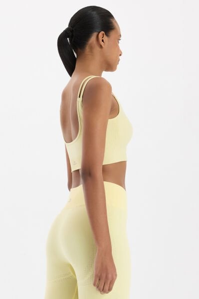 Jakar Detaylı Çift Askılı Sporcu Sütyeni Açık Sarı
