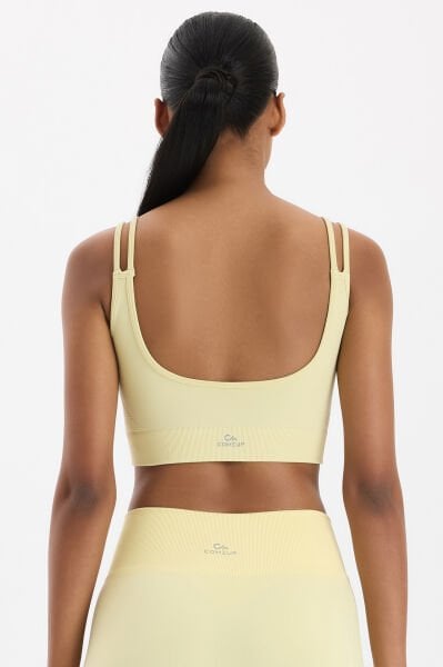 Jakar Detaylı Çift Askılı Sporcu Sütyeni Açık Sarı