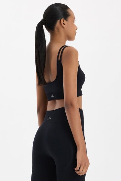 Jakar Detaylı Çift Askılı Sporcu Sütyeni Siyah