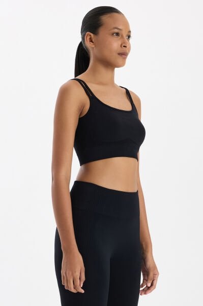 Jakar Detaylı Çift Askılı Sporcu Sütyeni Siyah