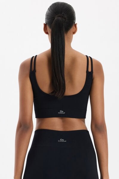 Jakar Detaylı Çift Askılı Sporcu Sütyeni Siyah