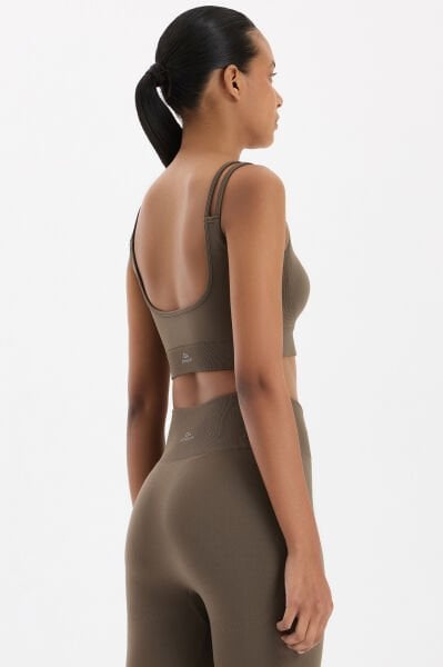 Jakar Detaylı Çift Askılı Sporcu Sütyeni Küllü Haki