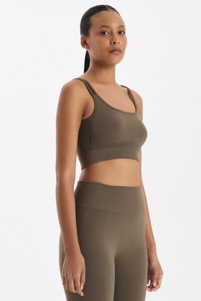 Jakar Detaylı Çift Askılı Sporcu Sütyeni Küllü Haki