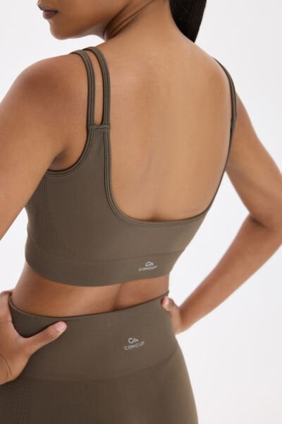 Jakar Detaylı Çift Askılı Sporcu Sütyeni Küllü Haki