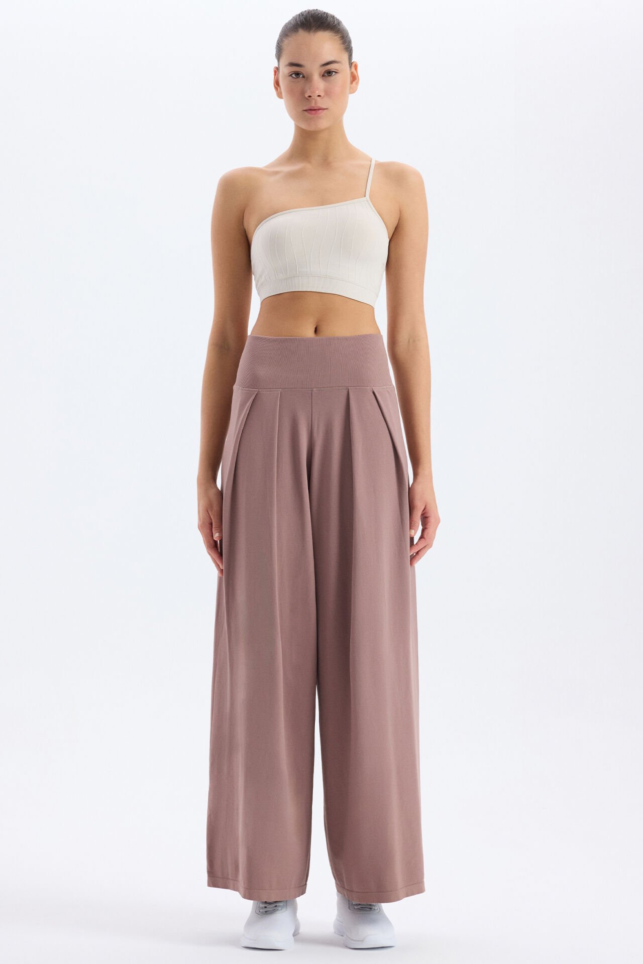 Soft Dokulu Palazzo Pantolon Mocha