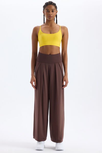 Soft Dokulu Palazzo Pantolon Kakao Kahve