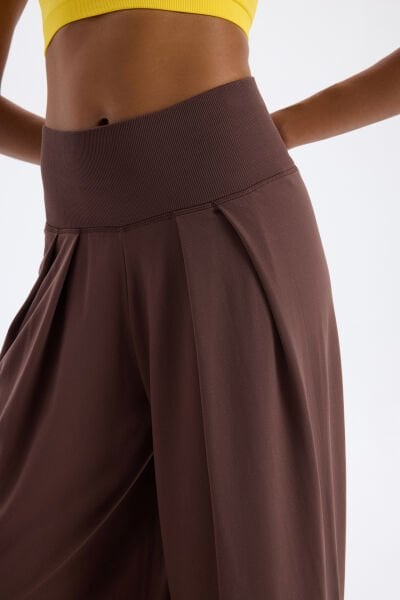 Soft Dokulu Palazzo Pantolon Kakao Kahve
