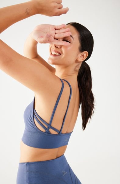 İp Askı Detaylı Sporcu Sütyeni Füme Mavi