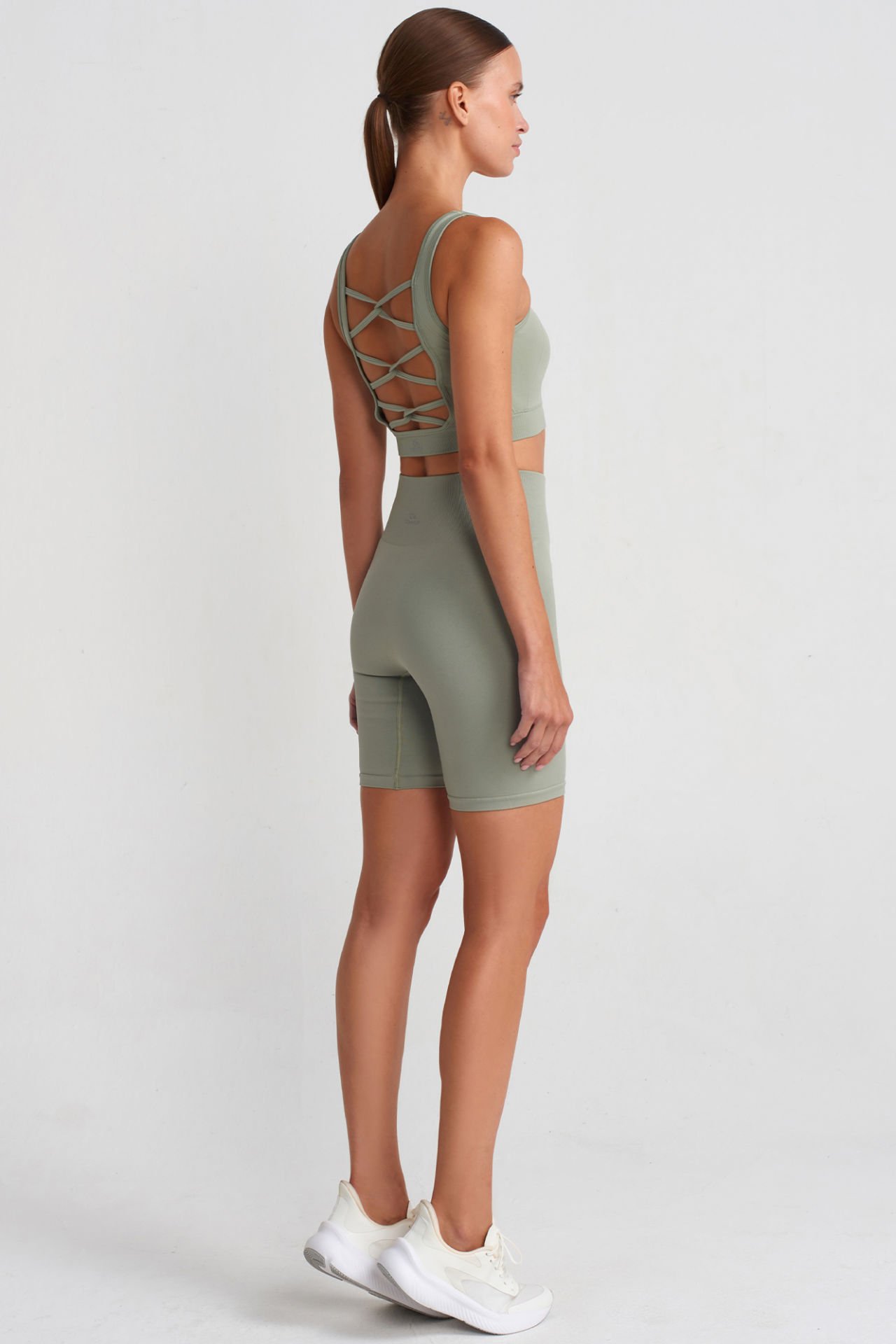 Toparlayıcı Biker Şort Light Green