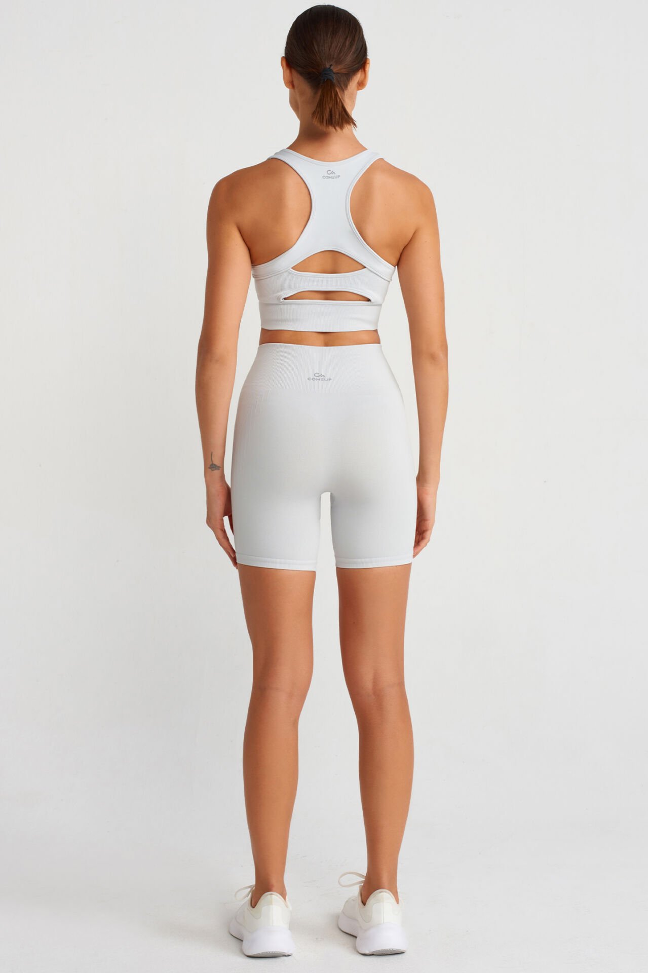 Yanı Fitilli Toparlayıcı Biker Şort Taş Rengi