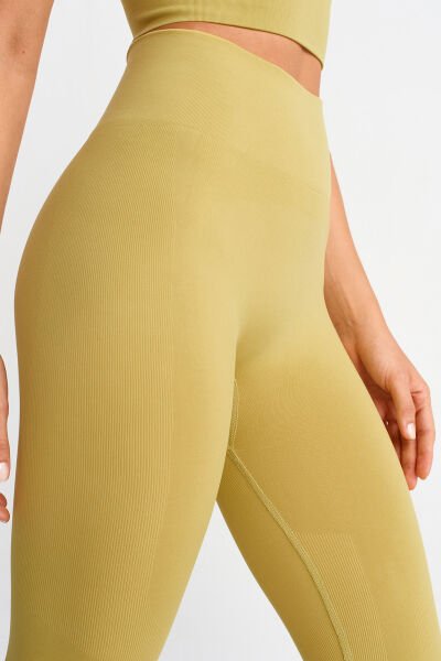 Jakarlı Toparlayıcı Push Up Tayt Lime
