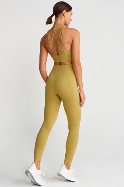 Jakarlı Toparlayıcı Push Up Tayt Lime