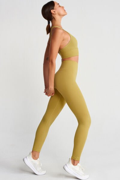 Jakarlı Toparlayıcı Push Up Tayt Lime