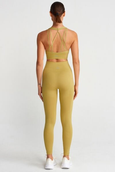 Jakarlı Toparlayıcı Push Up Tayt Lime