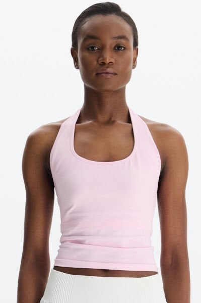 Halter Yaka Göğüs Pedli Crop Atlet Balerina Pembe
