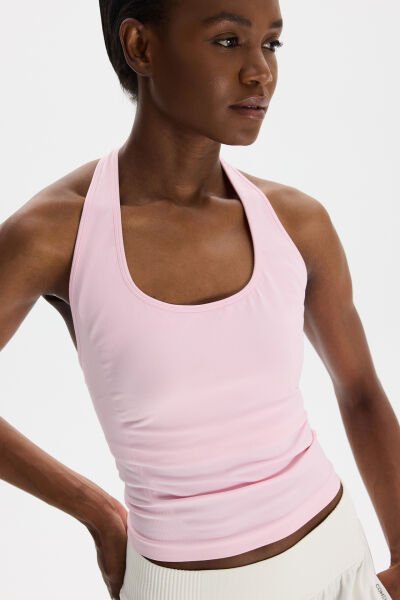 Halter Yaka Göğüs Pedli Crop Atlet Balerina Pembe