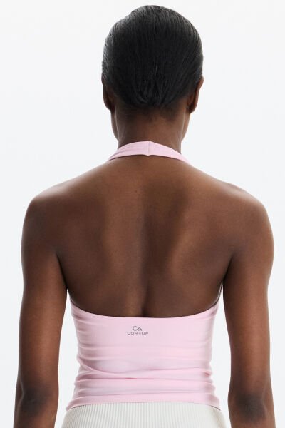 Halter Yaka Göğüs Pedli Crop Atlet Balerina Pembe
