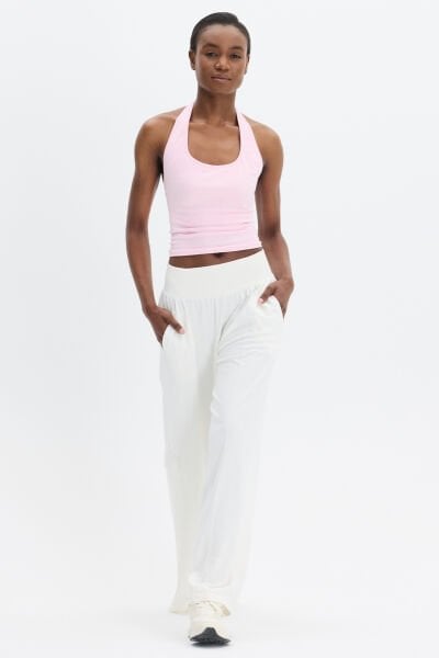 Halter Yaka Göğüs Pedli Crop Atlet Balerina Pembe