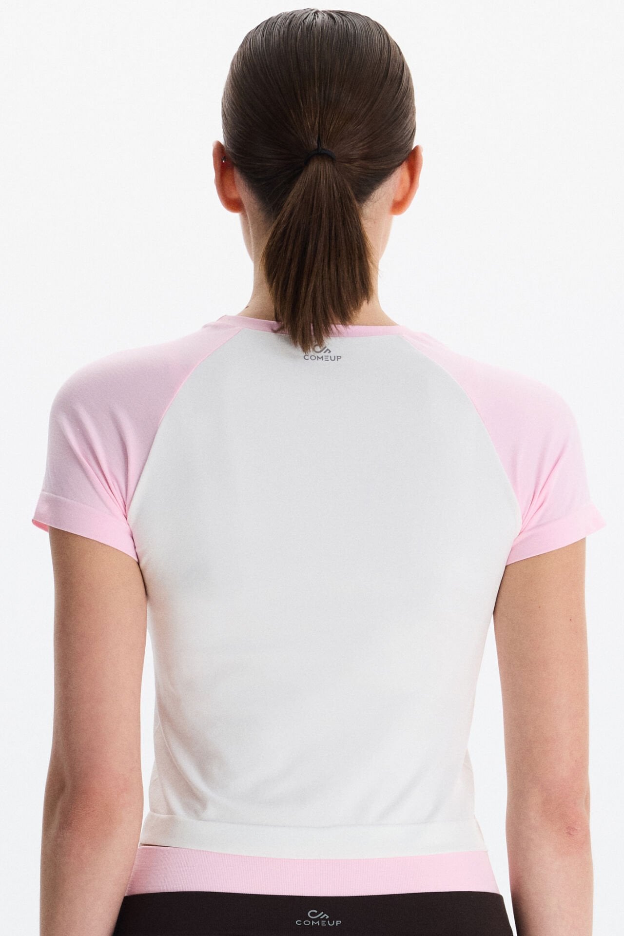 Kısa Reglan Kollu Crop Tişört Kolları Balerina Pembe Bedeni Kırık Beyaz