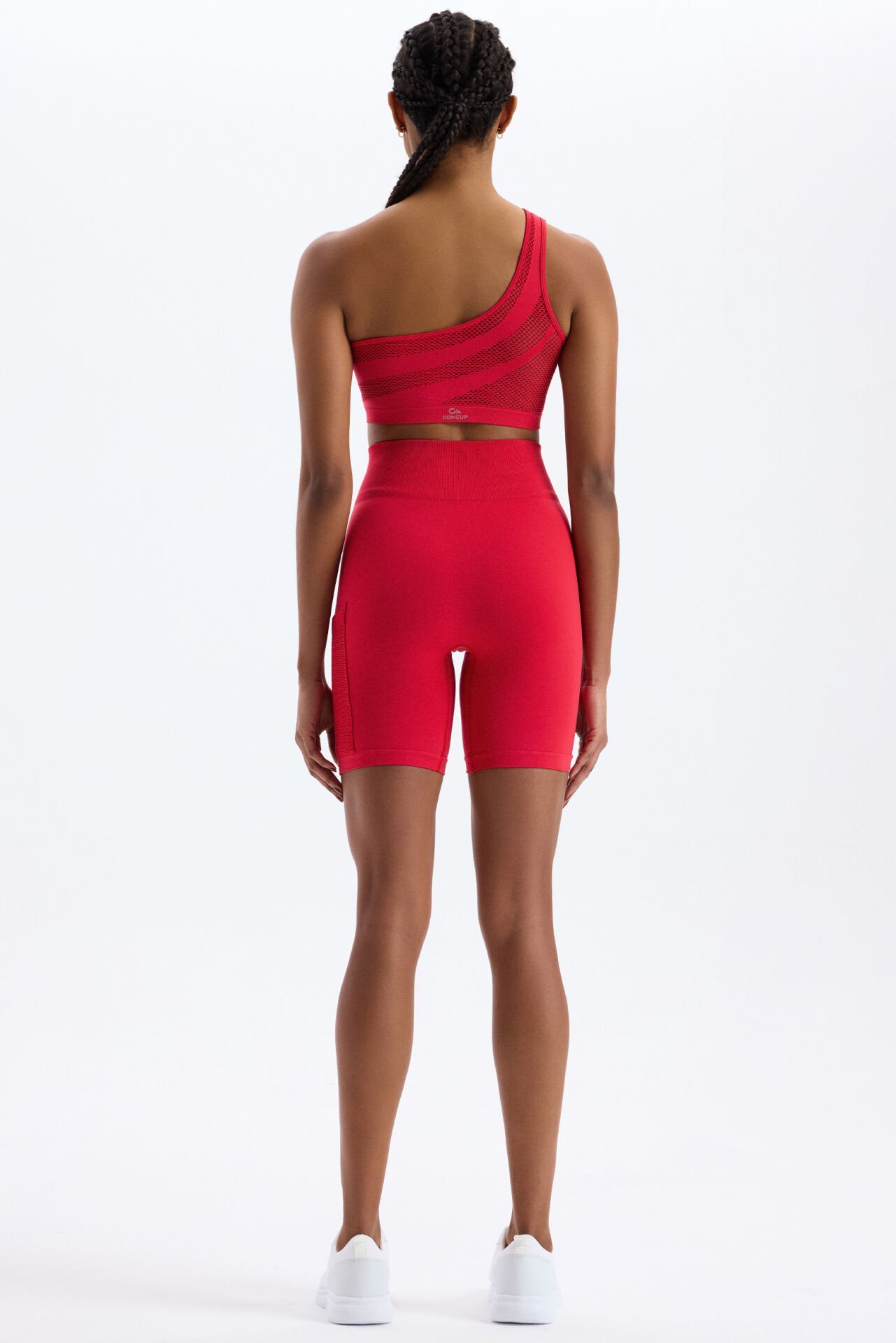 Yanı Örgü Desenli File Cepli Spor Şort Kokina Kırmızı