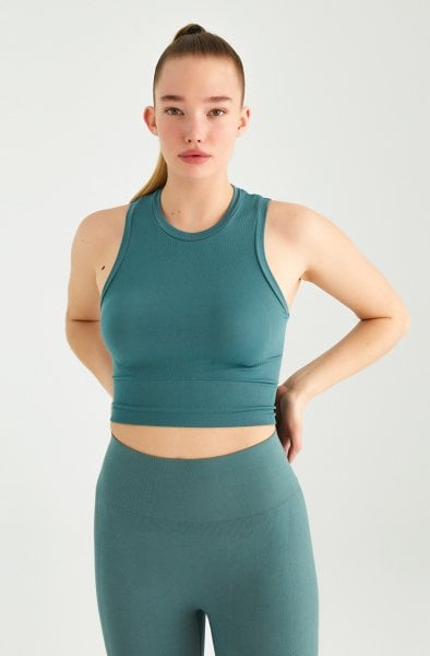 Kolsuz Crop Top Pastel Yeşil