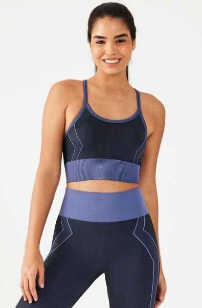 Jakar Desenli Spor Sütyen Füme Mavi Siyah