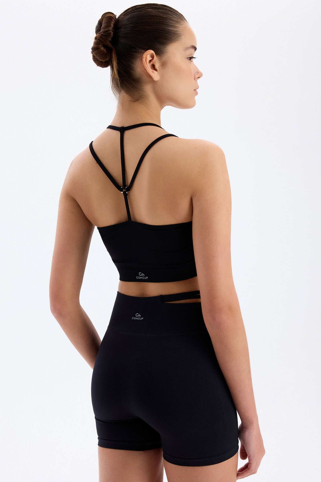 İp Askılı Toka Örgü Detaylı Sporcu Sütyeni Siyah