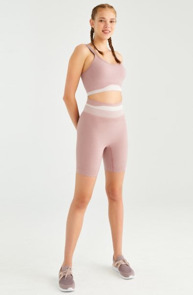 Push Up Bisikletçi Taytı Gül Kurusu Bej