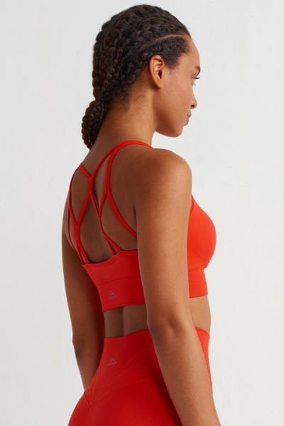 Sırtı İpli Sporcu Sütyeni Ateş Kırmızı