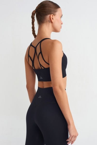 Sırtı İpli Sporcu Sütyeni Siyah