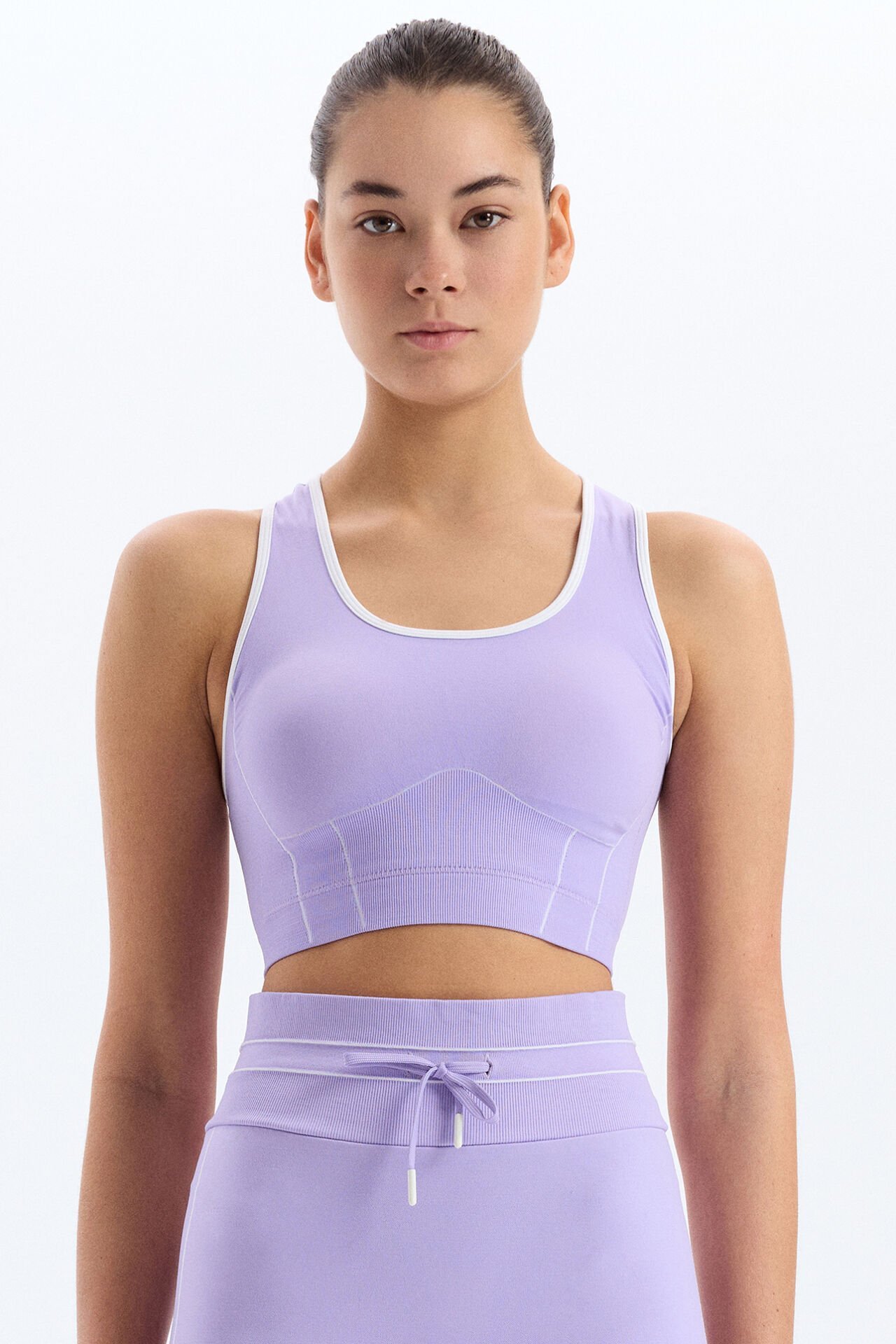 Çizgi Detaylı Biyeli Sporcu Sütyeni Ametist Moru