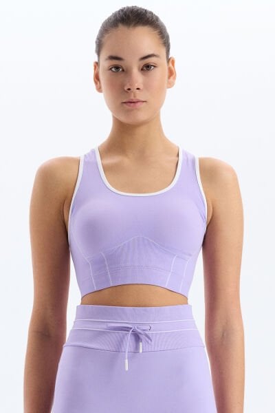 Çizgi Detaylı Biyeli Sporcu Sütyeni Ametist Moru