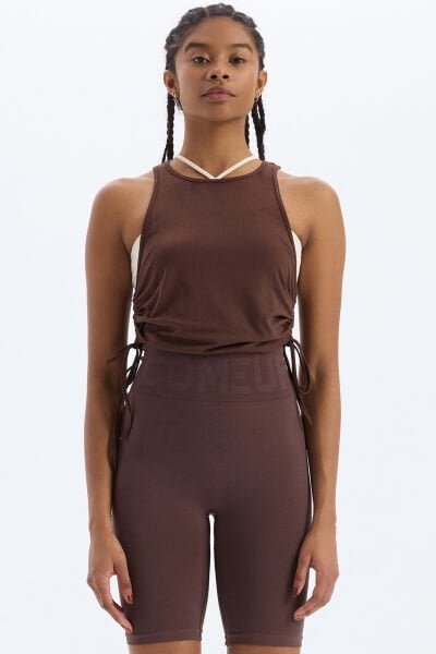 Bağcıklı Yanlardan Büzgülü Spor Atlet Kakao Kahve