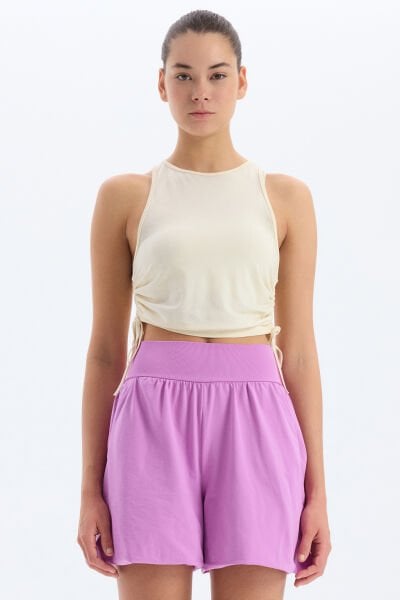 Bağcıklı Yanlardan Büzgülü Spor Atlet Antik Beyaz