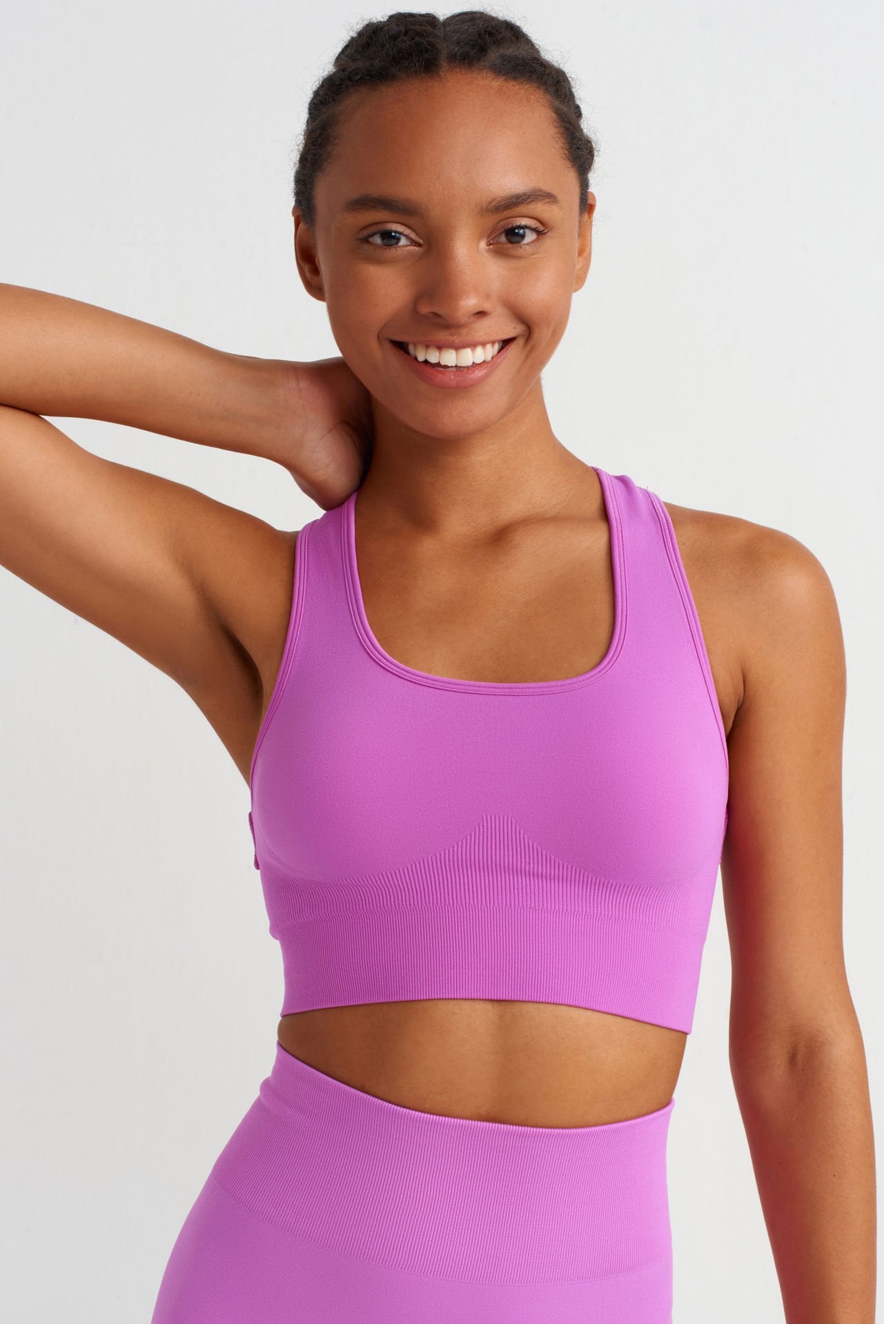 Çift Pencere Detaylı Sporcu Sütyeni Orkide Pembe