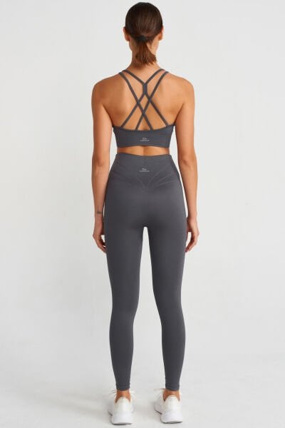 İnce Askılı Spor Sütyen Antrasit