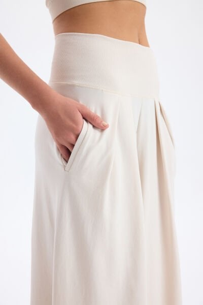 Cepli Culotte Pantolon Titan Beyazı