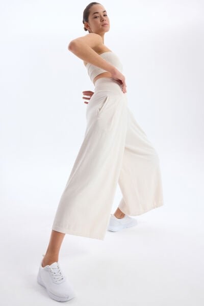 Cepli Culotte Pantolon Titan Beyazı