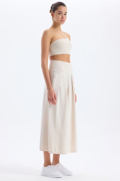 Cepli Culotte Pantolon Titan Beyazı