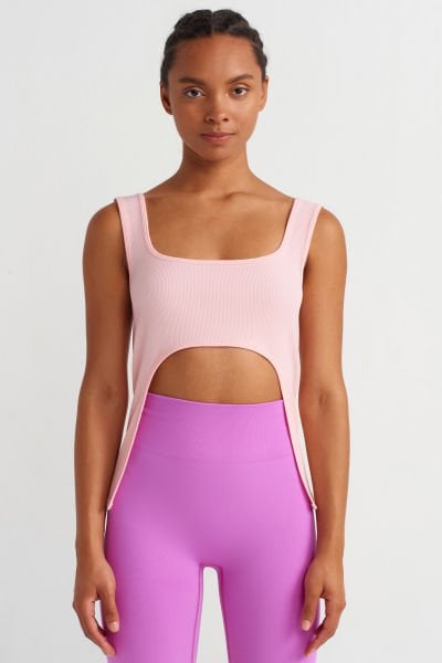 Önü Açık İnce Fitilli Atlet İngiliz Pembe