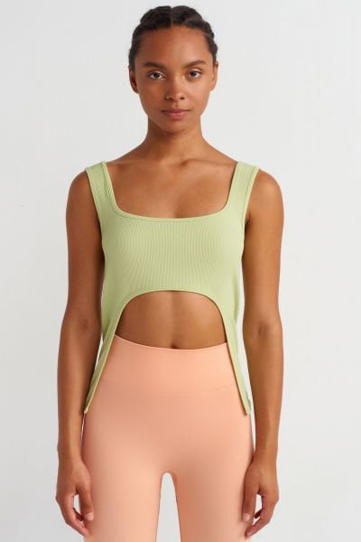 Önü Açık İnce Fitilli Atlet Margarita Yeşil