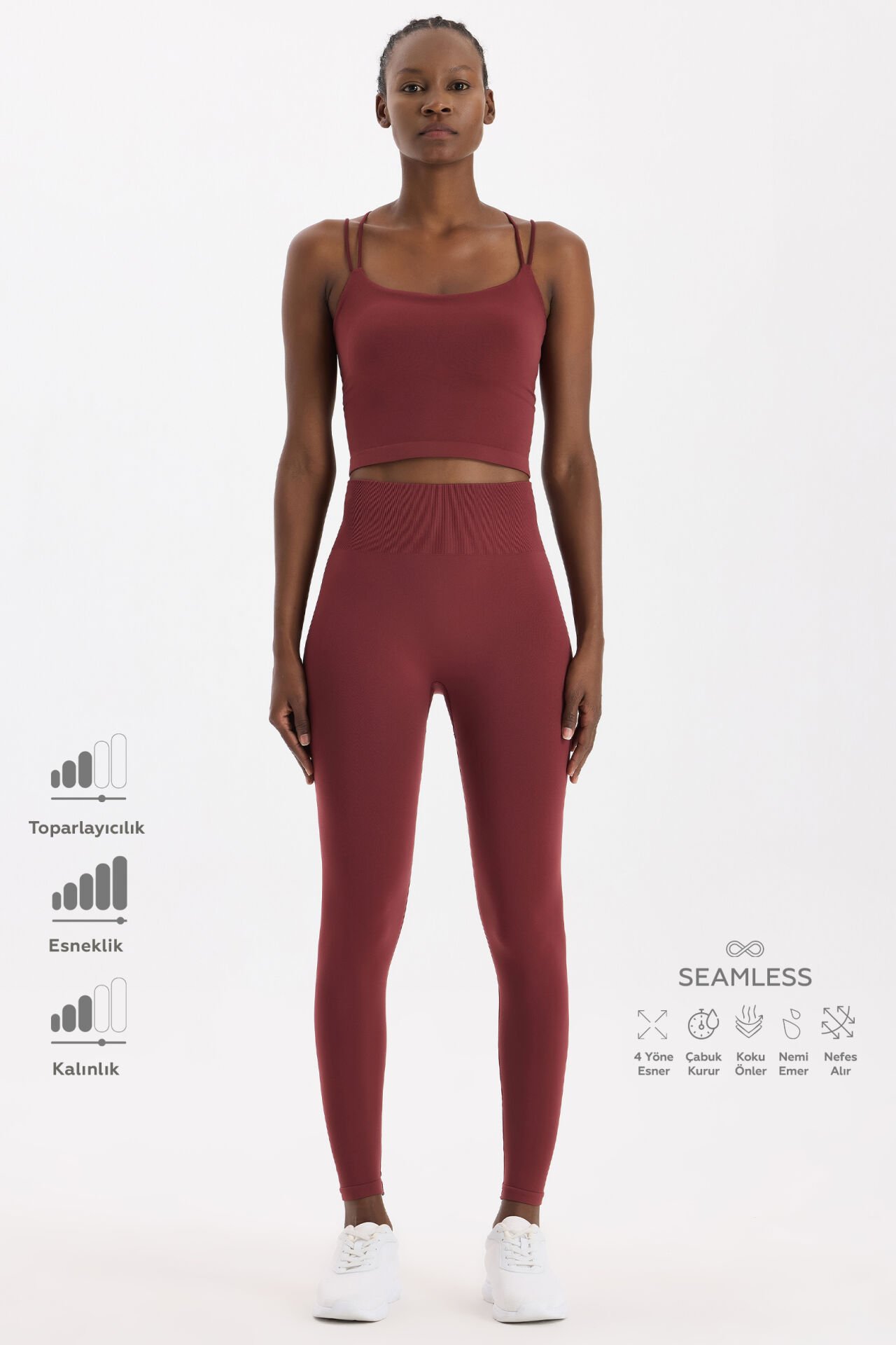 Basic Spor Hafif Tayt Kestane Bordo