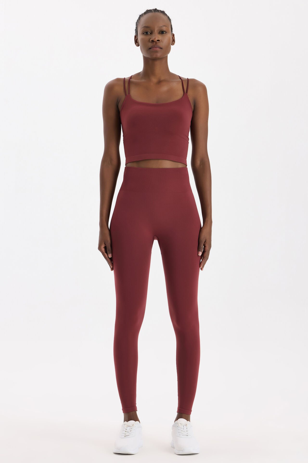 Basic Spor Hafif Tayt Kestane Bordo