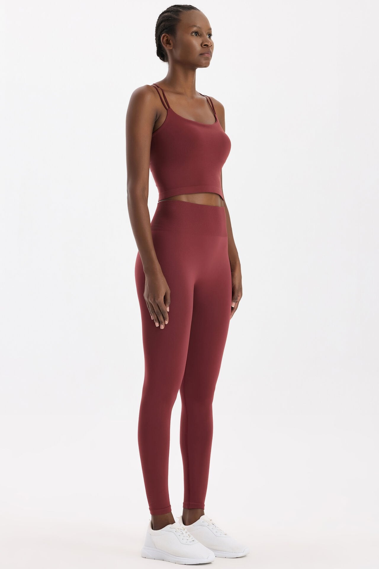 Basic Spor Hafif Tayt Kestane Bordo